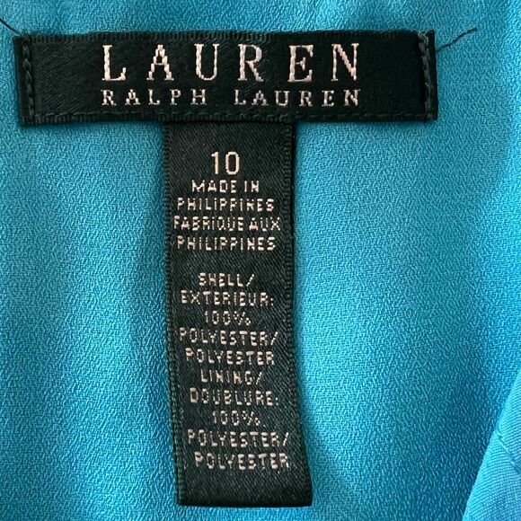 Lauren Ralph Lauren Blue Pleated Shift Dress Women's Size 10 - Picture 9 of 9
